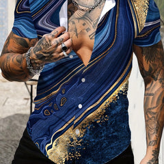 Abstract Print Men's Casual Short Sleeve Shirt for Summer Vacation