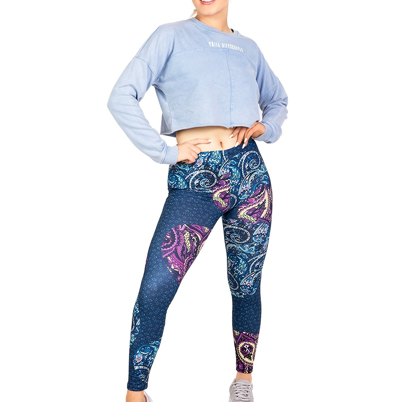 Colorful Cashews Print High Waist Leggings Women's Clothing
