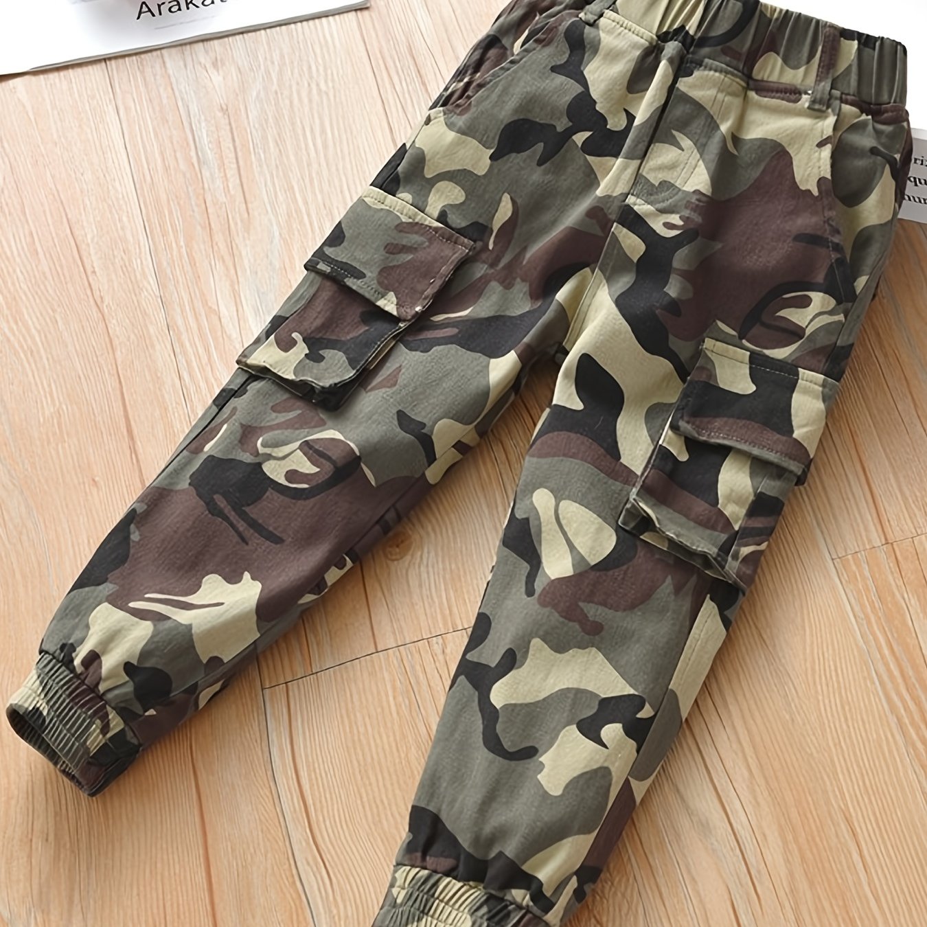 Boys Camo Sports Pants with Pockets