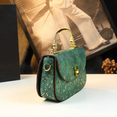 Modern Snake Pattern Handbag with Golden Tone Hardware