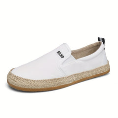 Men's Casual Slip On Canvas Loafer with Espadrille Decor