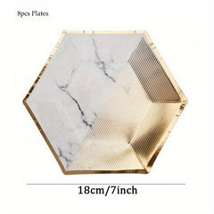 Disposable Stripe Gilded Party Tableware Set