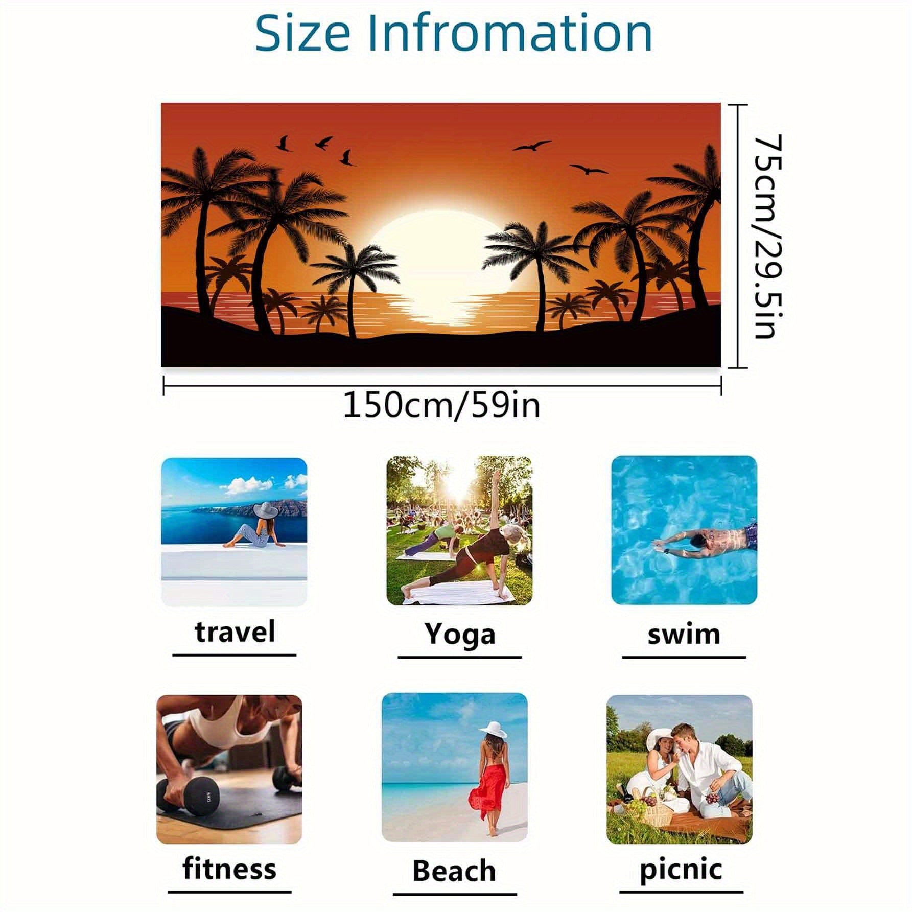 Large Microfiber Beach Towel Coconut Tree Print for Outdoor Sports