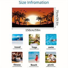Large Microfiber Beach Towel Coconut Tree Print for Outdoor Sports