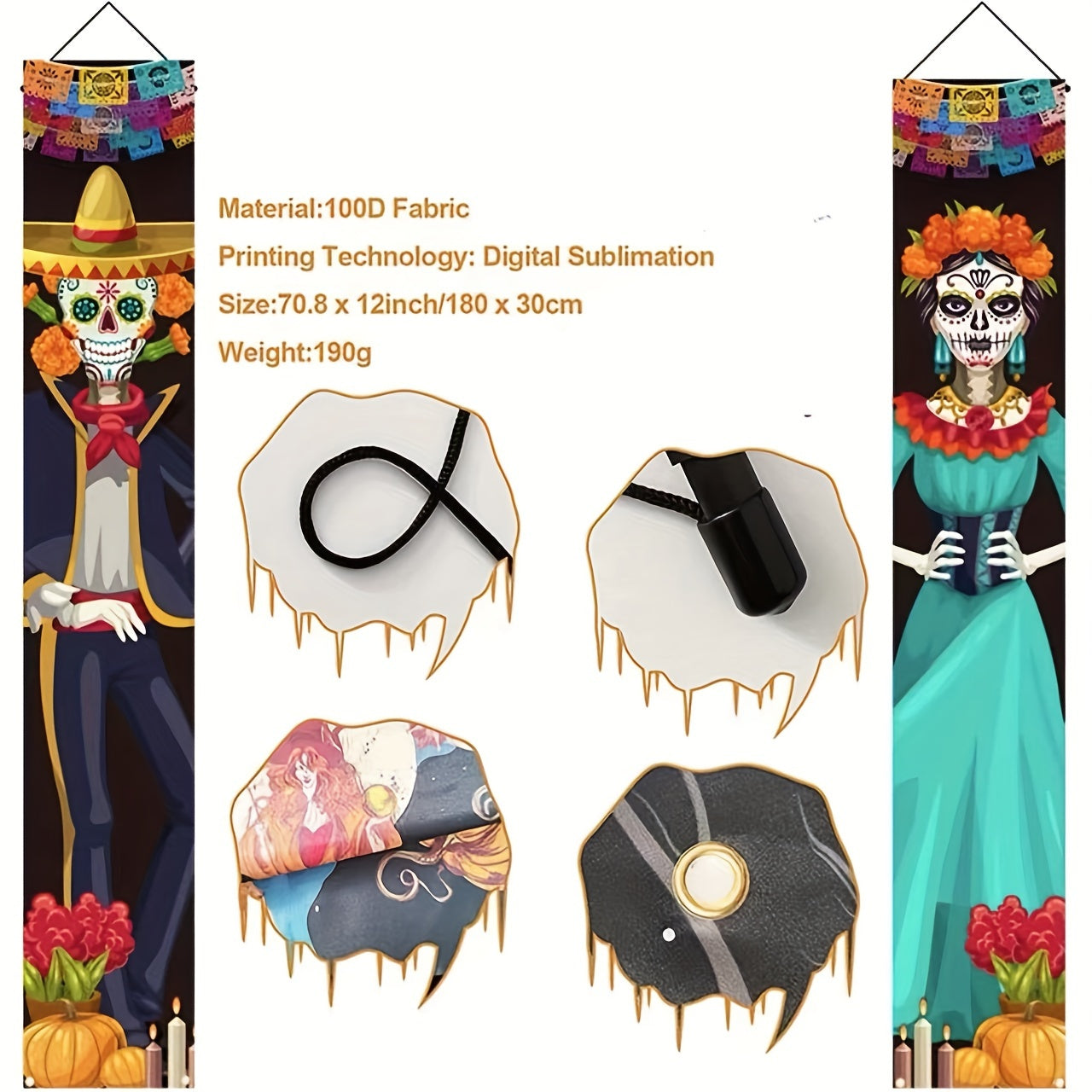 Christmas Couplets Door Curtains with Clips