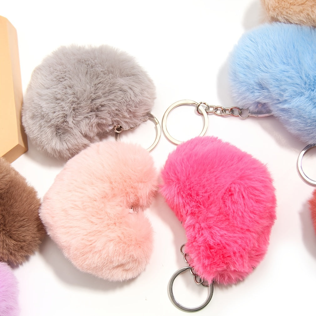 Fluffy Love Heart Keychain Faux Fur Handbag Pendant