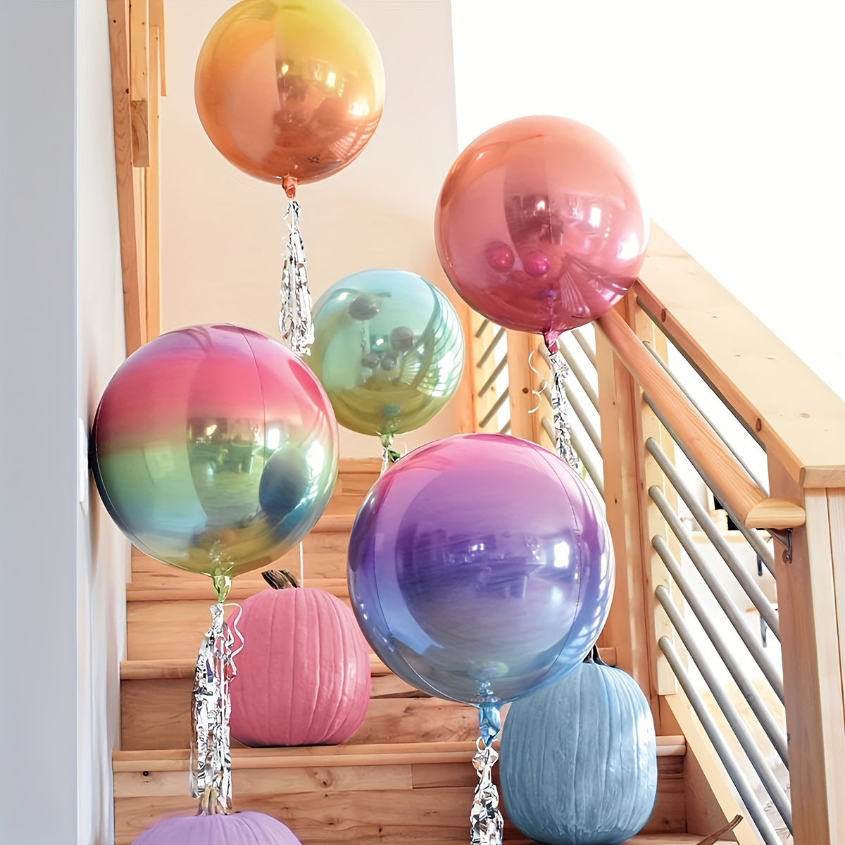 5pcs 4D Gradient Rainbow Faceted Sphere