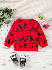 Cute Cartoon Car Print Long Sleeve Sweatshirt for Toddler Boys