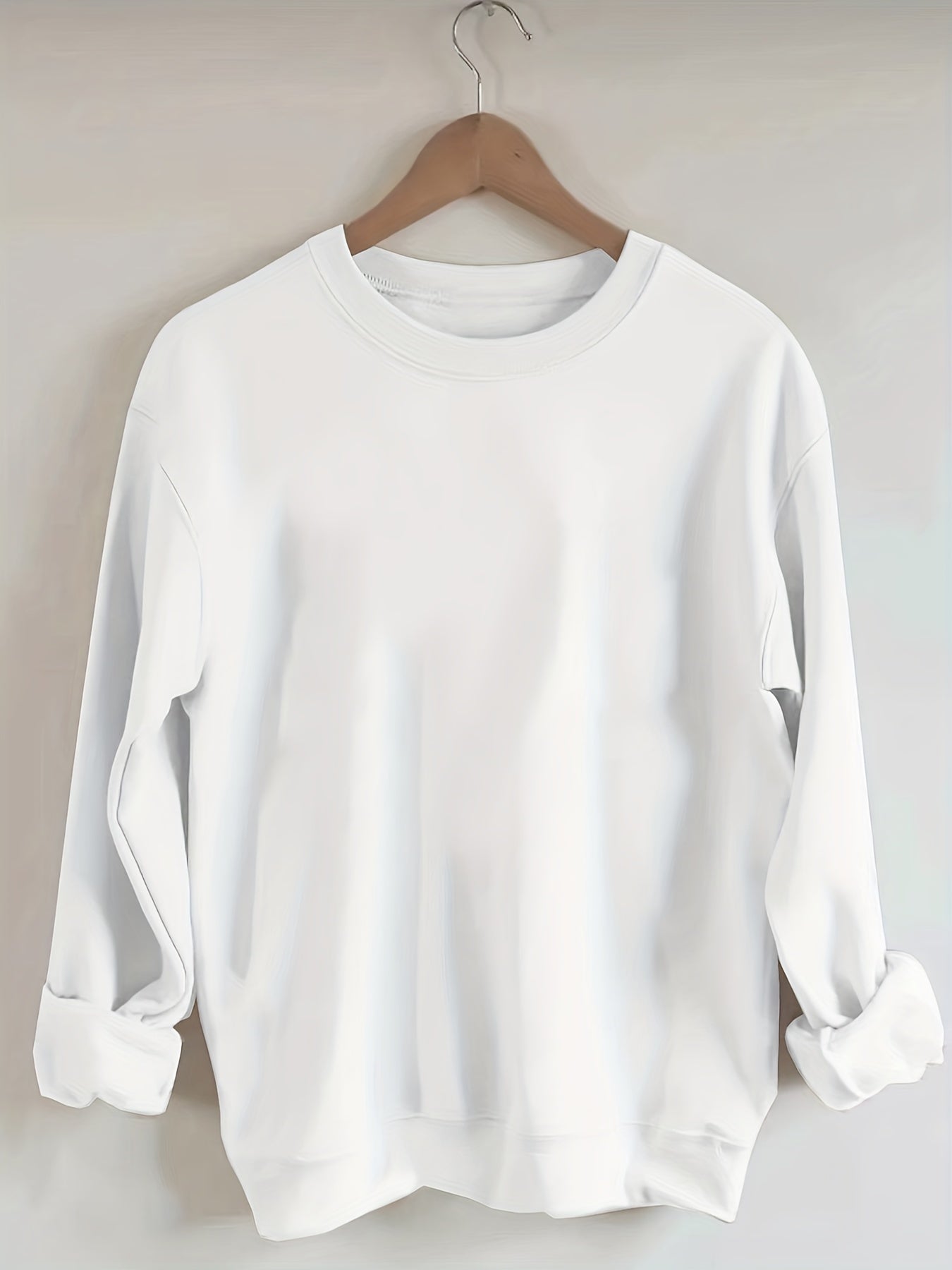 Solid Crew Neck Sweatshirt Casual Long Sleeve Sweatshirt