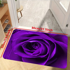 Purple Rose Kitchen Mat Non Slip Waterproof Stain Resistant Soft Sponge Doormat