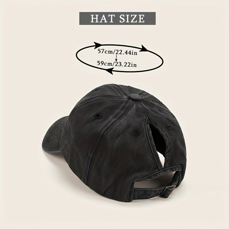 Ponytail Baseball Cap Washed Distressed Dad Hat Casual Sun Hats For Women