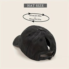 Ponytail Baseball Cap Washed Distressed Dad Hat Casual Sun Hats For Women