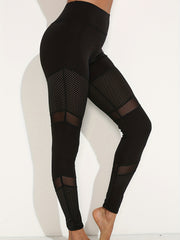 High Waist Yoga Leggings with Mesh Stitching