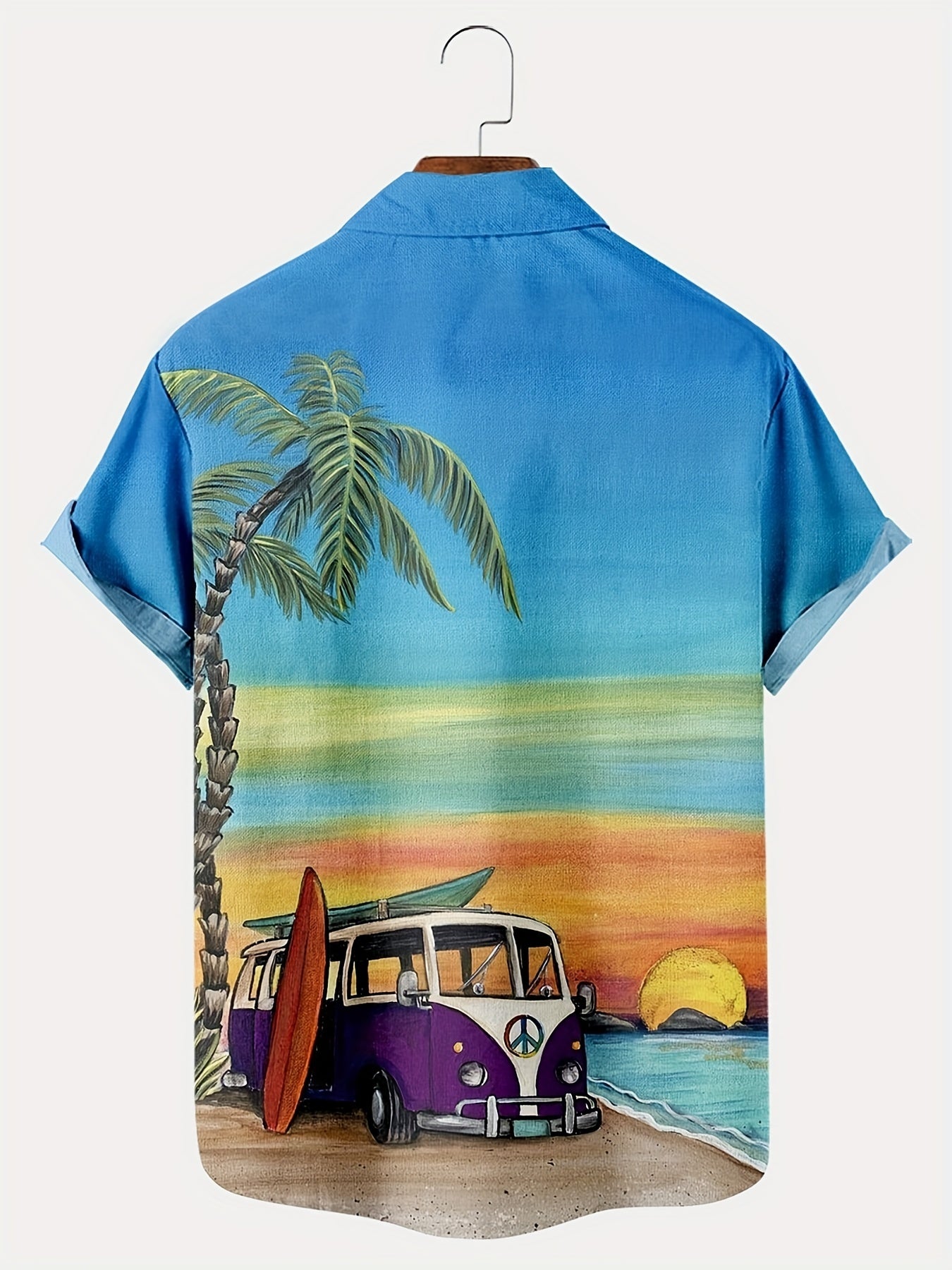 Coconut Tree & Van Print Men's Hawaiian Shirt