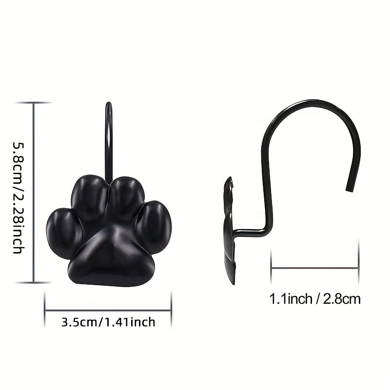 12pcs Cat Paw Print Shower Curtain Hook Bathroom Accessories