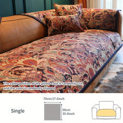 American Style Sofa Slipcover Vintage Flower Pattern Non-slip Particles