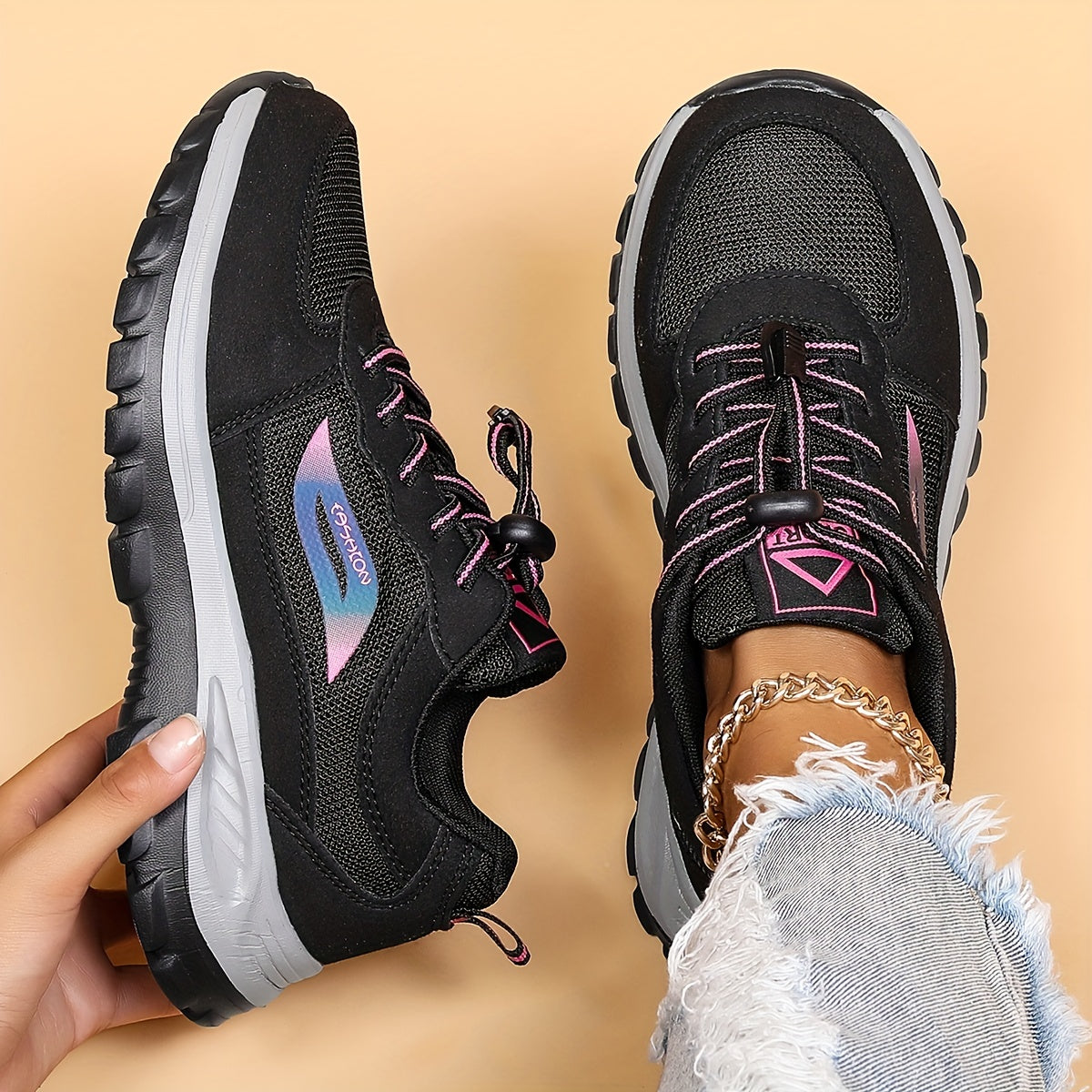 Thick Sole Sneakers Lightweight Mesh Running Shoes