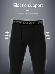 Men's Solid Leggings Active Quick Dry Compression Pants For Outdoor Running