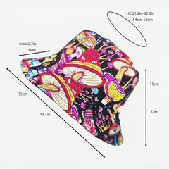 Men's Windproof Visor Mushroom Print Bucket Hat