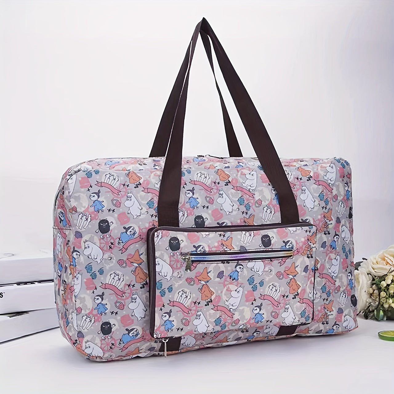 Foldable Travel Duffle Bag Floral Pattern Weekender Overnight Bag