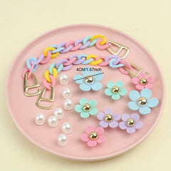 Colorful Flower Faux Pearls Shoe's Accessory Ornaments Set
