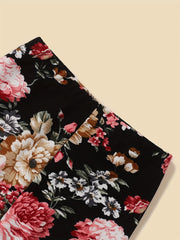2pcs Girls' Stretchy Legging Pants Set With Floral Print