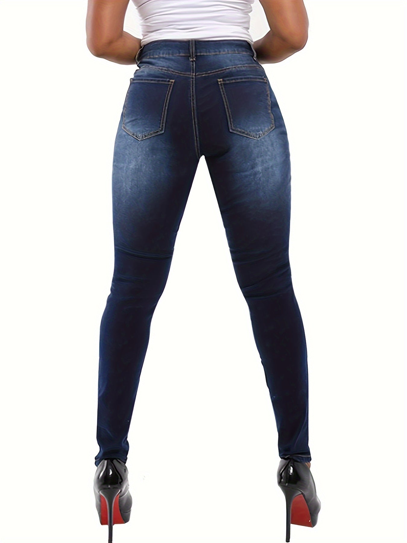 Women's Plus Size Skull Print Ripped Skinny Jeans