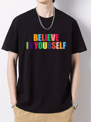 Men's Cotton Graphic Crew Neck Active T shirt Casual Comfy Tees