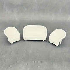 Dollhouse Furniture Set: Armchair, Ottoman, Coffee Table Mini Doll House Toy