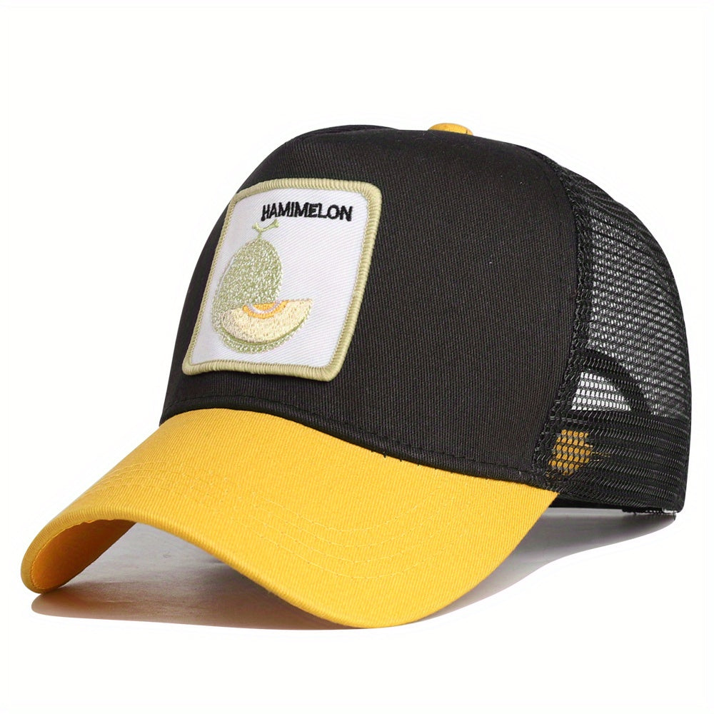 Fruit Embroidery Patch Trucker Hat Mesh Breathable Baseball Cap