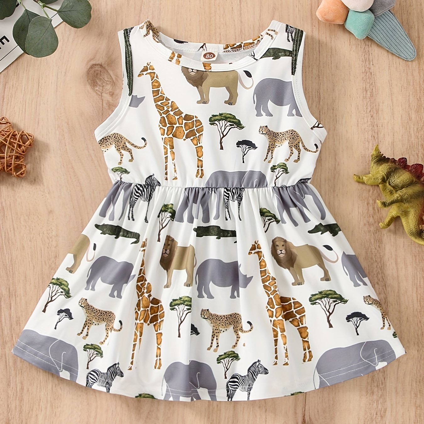 Baby Girls Animal Print Sleeveless Dress for Summer