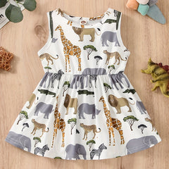 Baby Girls Animal Print Sleeveless Dress for Summer