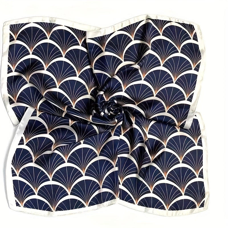 Ginkgo Leaf Print Square Scarf Satin Neckerchief Bandana Women Head Wrap