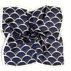 Ginkgo Leaf Print Square Scarf Satin Neckerchief Bandana Women Head Wrap