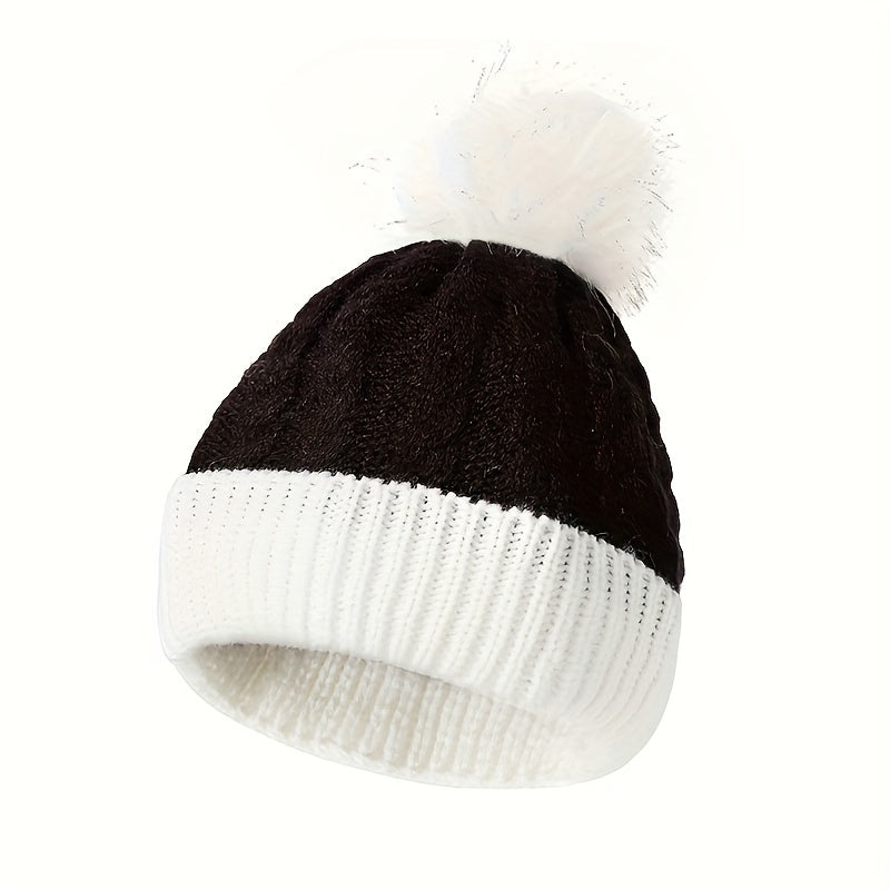 Kids Warm Hat & Gloves Set for Cold Weather, Knitted Windproof Hat & Gloves 3pcs
