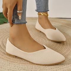 Women's Striped Detail Flat Shoes Pointed Toe Comfy Slip On