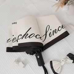 Romantic And Rose Vinyl Auto Folding Umbrella Rain Or Shine Dual use Umbrella