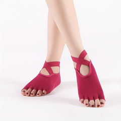 Non-slip Yoga Socks with Open Five Toe Split Strap for Pilates