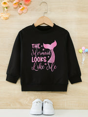 Mermaid Tail Pattern Sweatshirt For Girls