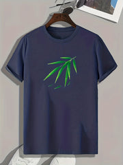 Leaves Print Men's Graphic T-shirt for Summer