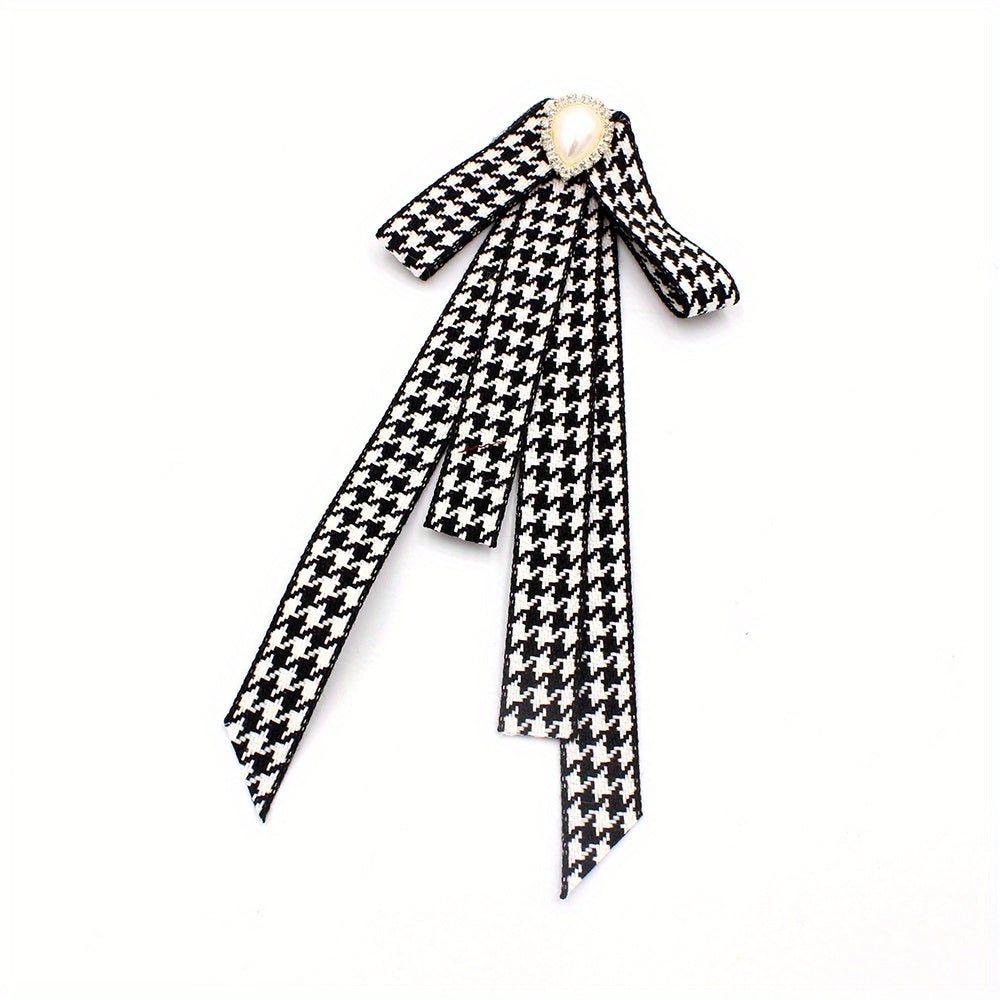 Houndstooth Ribbon Pre-tied Bow Tie Classic Necktie