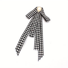 Houndstooth Ribbon Pre-tied Bow Tie Classic Necktie
