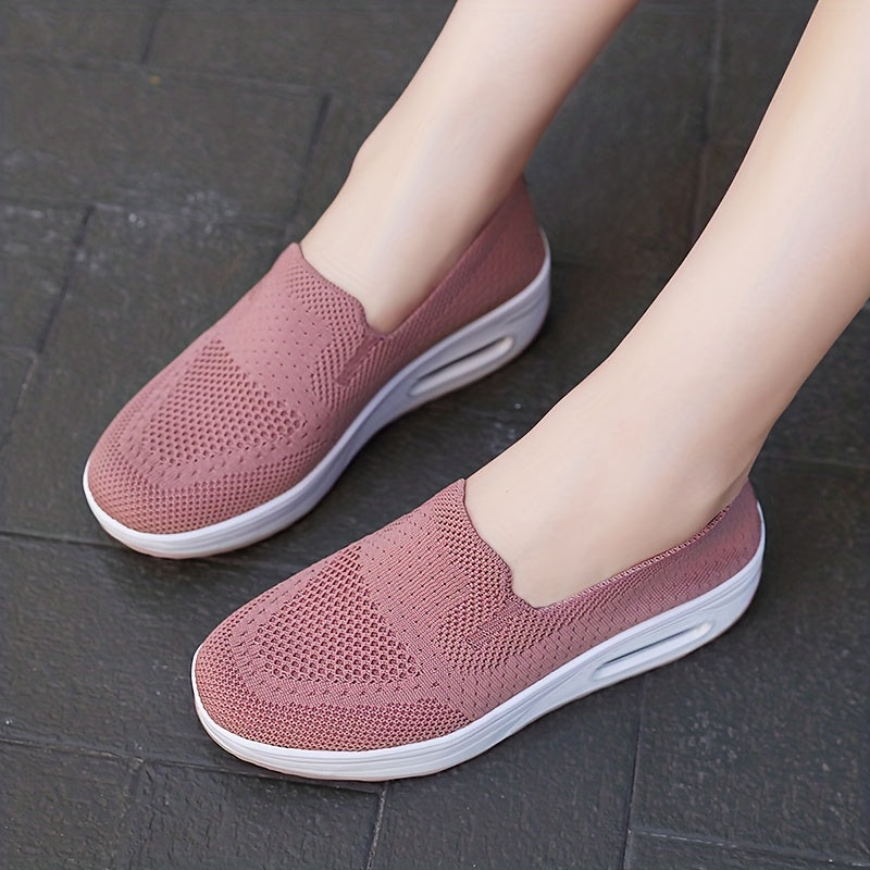 Women's Air Cushion Walking Shoes Flyknit Mesh Slip-on Sneakers