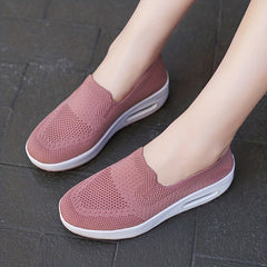 Women's Air Cushion Walking Shoes Flyknit Mesh Slip-on Sneakers