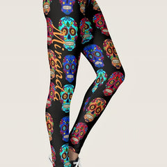 Abstract Skull Print High Rise Yoga Leggings