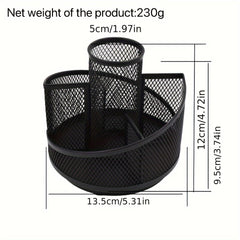 Rotating Pen Holder Mesh Makeup Brush Storage Office Desktop Stationery