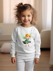 OERYUI Cartoon Elf Girl Print Crew Neck Pullover Top Kids Clothes Spring Fall