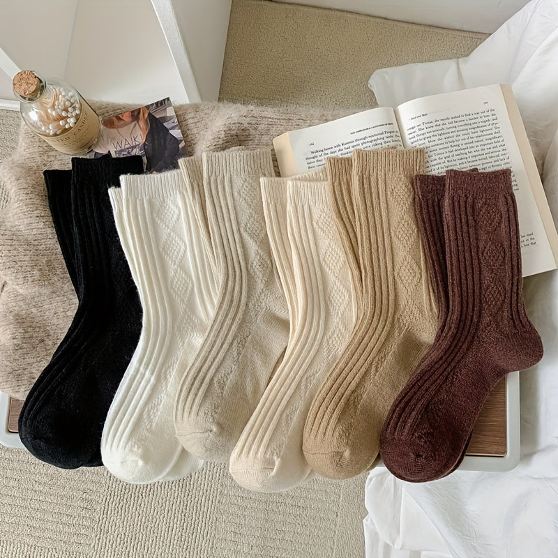 6 Pairs Argyle Pattern Socks Mid Tube Women's Stockings