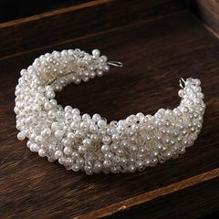 Faux Pearl Crystal Headband Tiara Hairband Bridal Wedding Hair Accessory