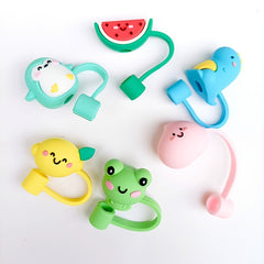 2pcs Animal Shape Straw Dust Cap, Rubber, Universal Fit